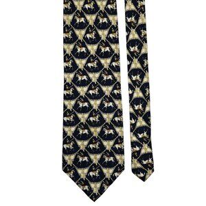 Handmade Supersmart 100% Silk Blue Equestrian Polo Pattern Mens Necktie
